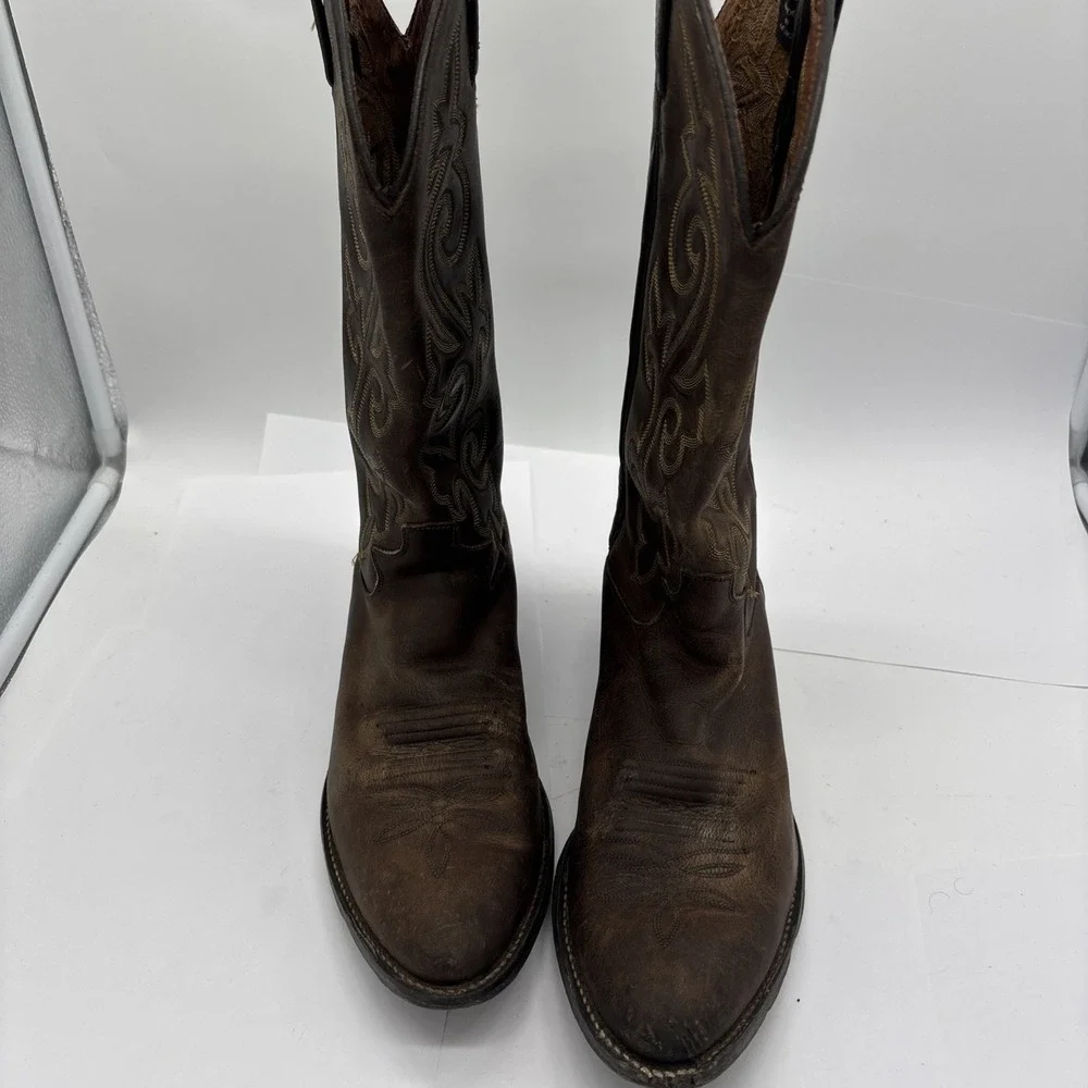 Justin Brown Embroidered Cowboy  Festival Boots Size 5.5 Mexican Men's 6.5/7
